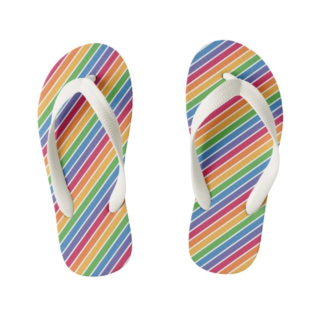 Rainbow Stripes Pattern Kid's Jandals (Footbed)