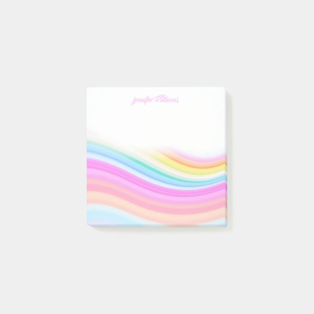 Rainbow Stripes Pattern Pink Custom Post-it Notes (Front)