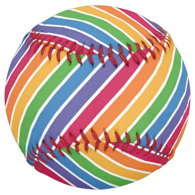 Rainbow Stripes Pattern Softball (Front)