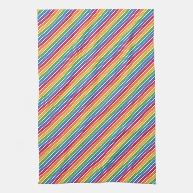 Rainbow Stripes Pattern Tea Towel (Vertical)