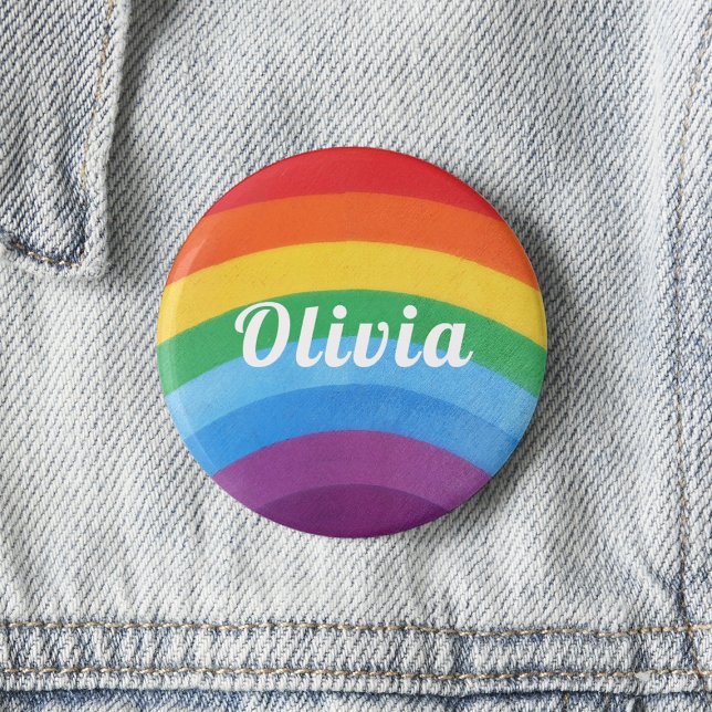 Rainbow Stripes Personalised  6 Cm Round Badge (Creator Uploaded)