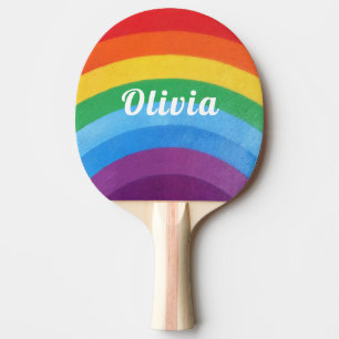 Rainbow Stripes Personalised Ping Pong Paddle