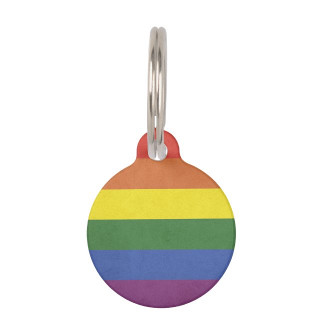 Rainbow stripes pet tag (Front)
