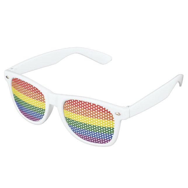 Rainbow stripes retro sunglasses (Angled)