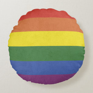 Rainbow stripes round cushion