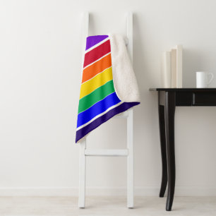 Rainbow Stripes Sherpa Blanket