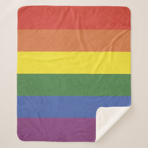 Rainbow stripes sherpa blanket