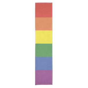 Rainbow stripes short table runner