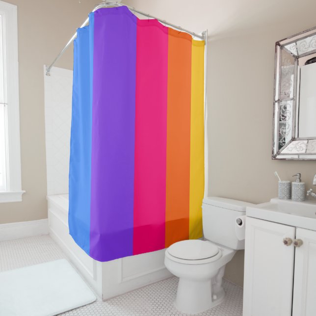 Rainbow Stripes Shower Curtain (In Situ)