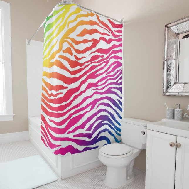 Rainbow Stripes Shower Curtain (In Situ)