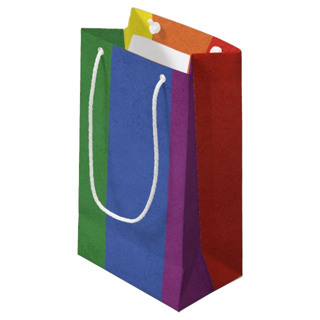 Rainbow stripes small gift bag (Front Angled)