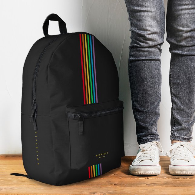 Rainbow Stripes Sporty Stylish Classic Printed Backpack (Rainbow Stripes Sporty Stylish Classic Printed Backpack
)