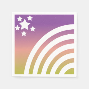 Rainbow Stripes Stars Unicorn Party Napkin
