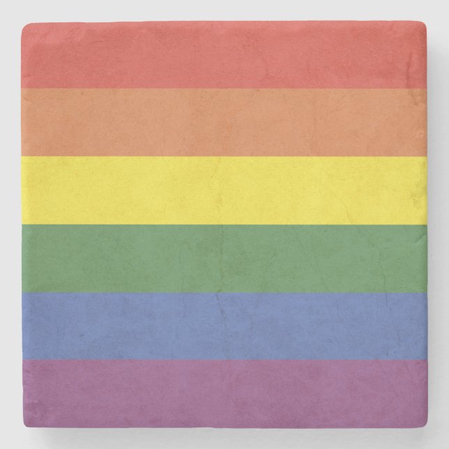 Rainbow stripes stone coaster (Front)