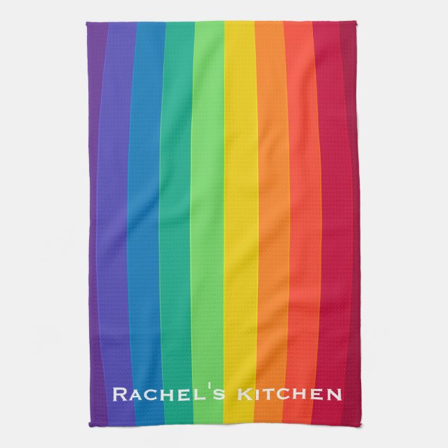Rainbow Stripes Stripe Towels Fun Kitchen Towel (Vertical)