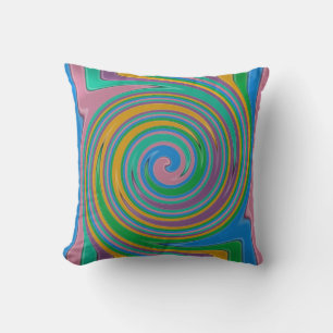 Rainbow stripes swirl cushion