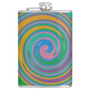Rainbow stripes swirl hip flask