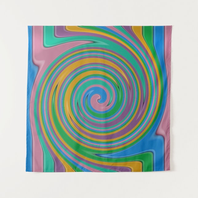 Rainbow stripes swirl tapestry (Front)