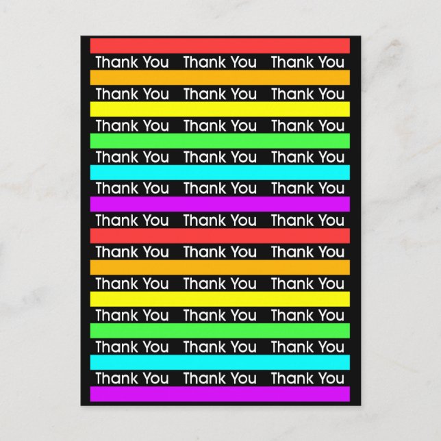 Rainbow Stripes Thank You Postcard (Front)