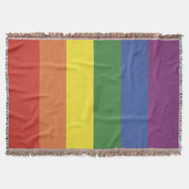 Rainbow stripes throw blanket (Front)