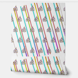 Rainbow Stripes + Trees Kids Wallpaper