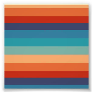 Rainbow Stripes Vintage Colours Old Style Colourfu Photo Print