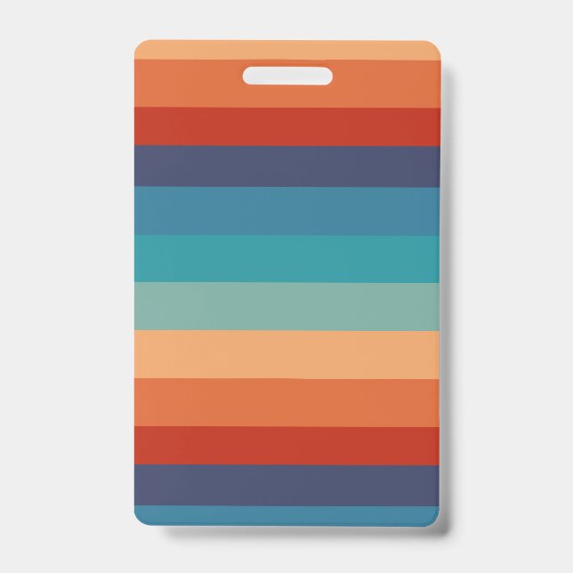 Rainbow Stripes Vintage Old Style Geometric ID Badge (Front)