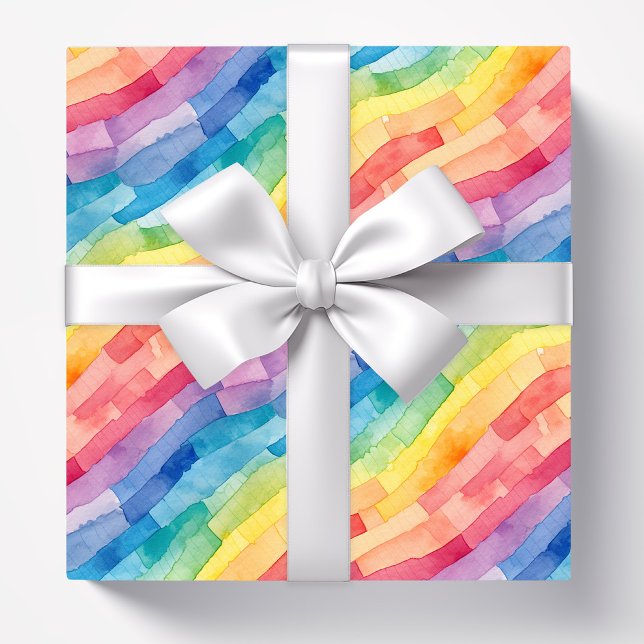 Rainbow Stripes Watercolor Abstract Wrapping Paper (Creator Uploaded)