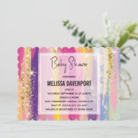 Rainbow Stripes with Faux Gold Glitter Baby Shower