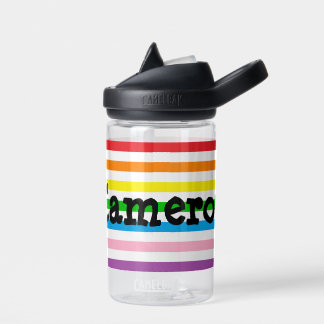 Rainbow Stripes with Name Water Bottle