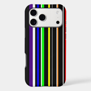 Rainbow Stripes with White on a Black Background