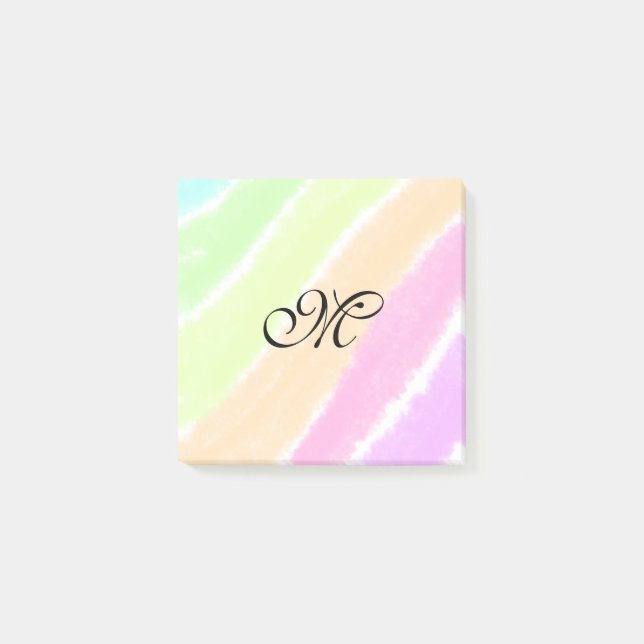 Rainbow stripeswatercolor lines add your monogram  post-it notes (Front)