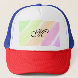 Rainbow stripeswatercolor lines add your monogram trucker hat