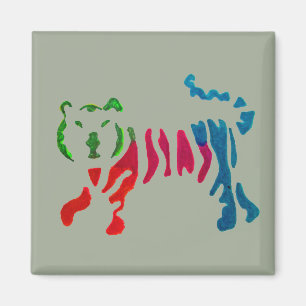 Rainbow stripey tiger art magnet