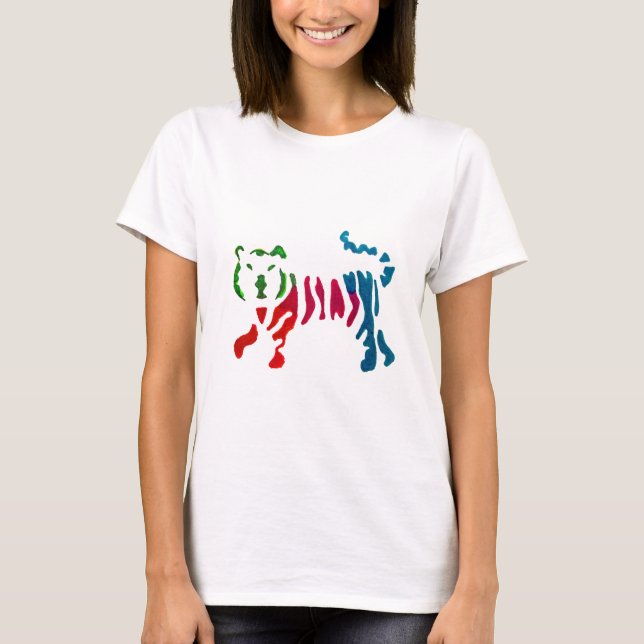 Rainbow stripey tiger art T-Shirt (Front)