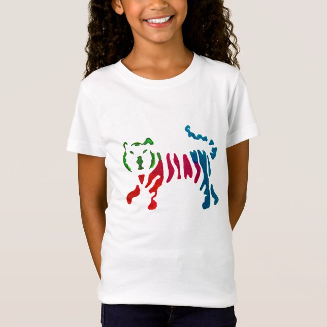 Rainbow stripey tiger art T-Shirt (Front)