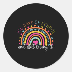 Rainbow Student Happy 100 Days Of School Girl  Classic Round Sticker