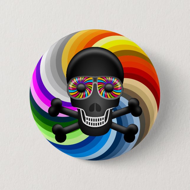Rainbow Sugar Skull 6 Cm Round Badge (Front)