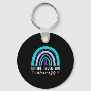 Rainbow Suicide Prevention Awareness Teal & Pu Key Ring