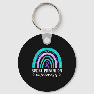 Rainbow Suicide Prevention Awareness Teal & Pu Key Ring