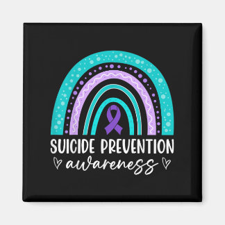 Rainbow Suicide Prevention Awareness Teal & Pu Magnet