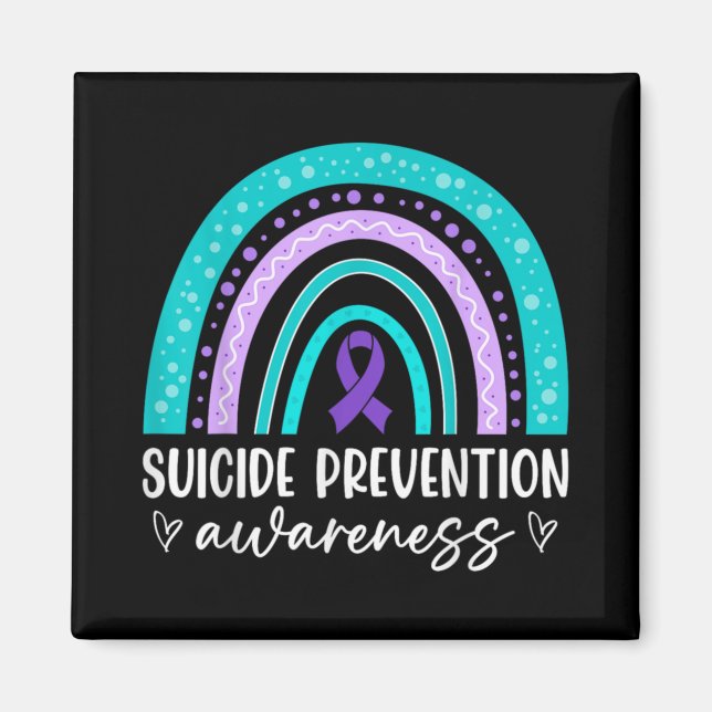 Rainbow Suicide Prevention Awareness Teal Amp Pu  Magnet (Front)