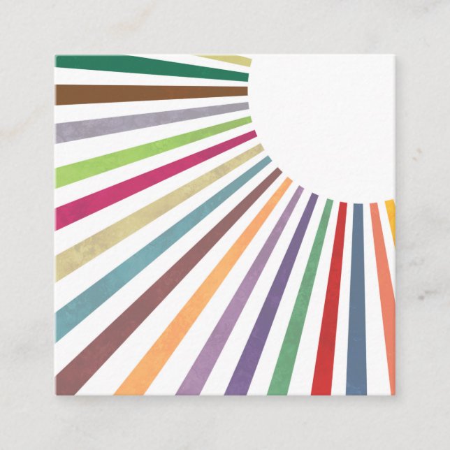 Rainbow Summer Sun Rays Professional Template Squa Square Business Card (Front)
