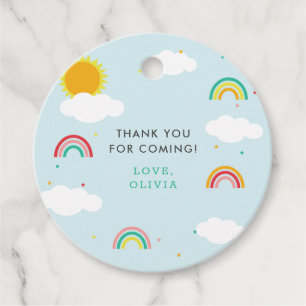 Rainbow, Sun and Clouds Kid's birthday party Favour Tags