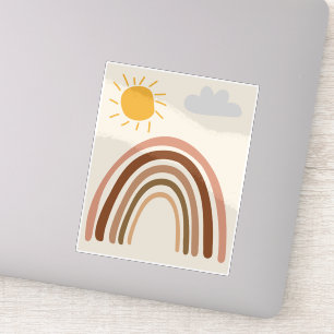 Rainbow Sun Cloud, Kids Drawing, Boho Abstract Art