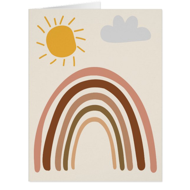Rainbow Sun Cloud, Kids Drawing, Boho Abstract Art (Front)