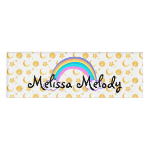 Rainbow Sun Moon Star Pattern Name Tag