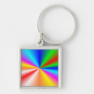 Rainbow "sunburst" background key ring