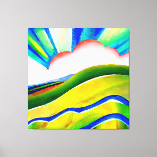 Rainbow Sunburst Landscape Canvas Print