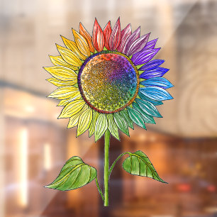 Rainbow Sunflower Art Colourful Summer Floral Prid